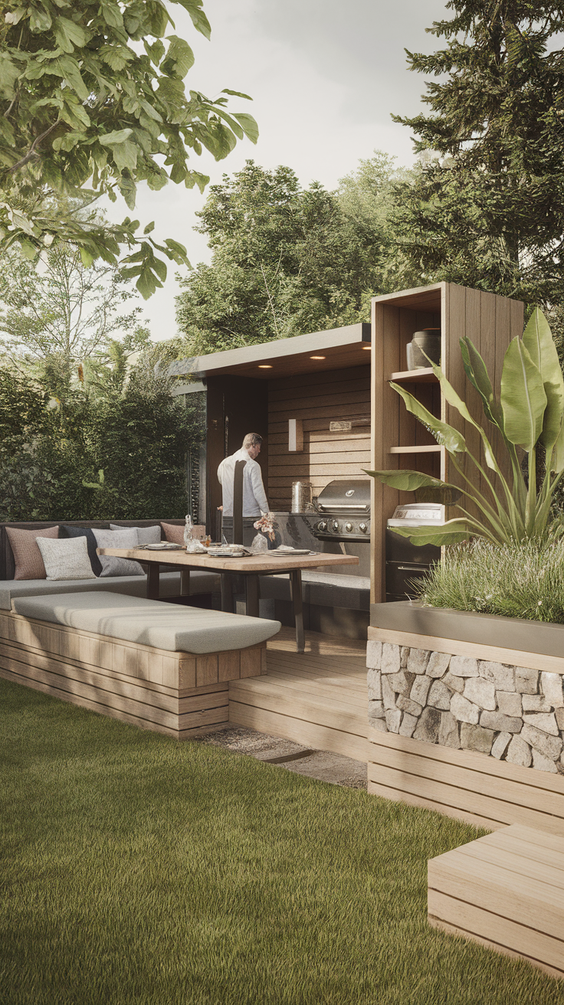 Outdoor BBQ Area in Garden Ideas: Stylish Designs for Comfort, Seating, and Dining
