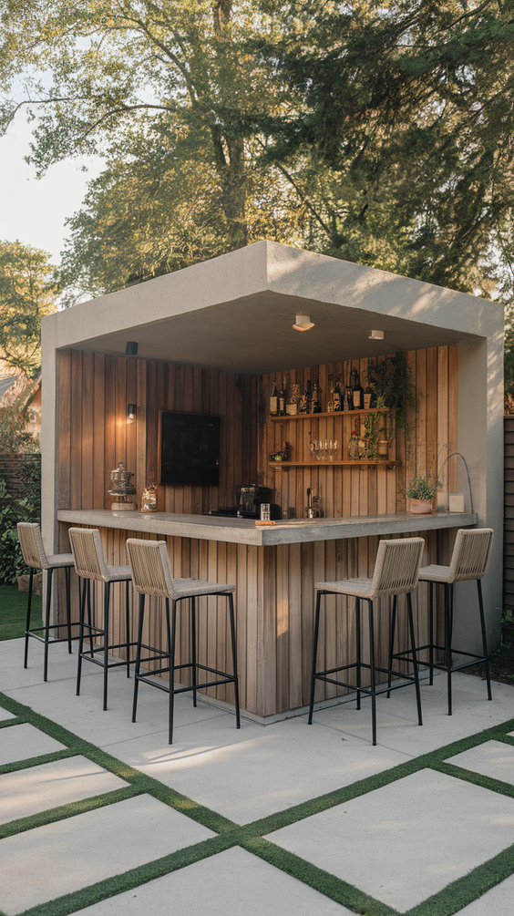 DIY Outdoor Bar Ideas for Backyards on a Budget Using Pallet, Wood, and Built-In BBQ Features
