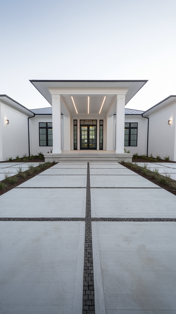 Modern Driveway Ideas That Elevate Curb Appeal with Concrete, Stones, and Smart Lighting