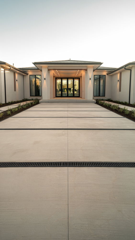 Modern Driveway Ideas That Elevate Curb Appeal with Concrete, Stones, and Smart Lighting