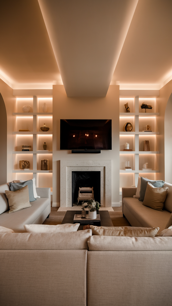 Interior Design Tips for Stylish Rectangle Living Room Layouts with Fireplace and TV