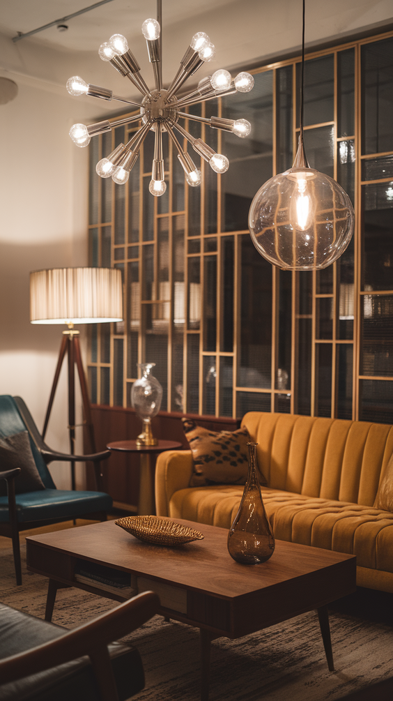 Mid Century Moderns Living Room Ideas with Cozy, Boho, and Scandinavian Interior Design Touches