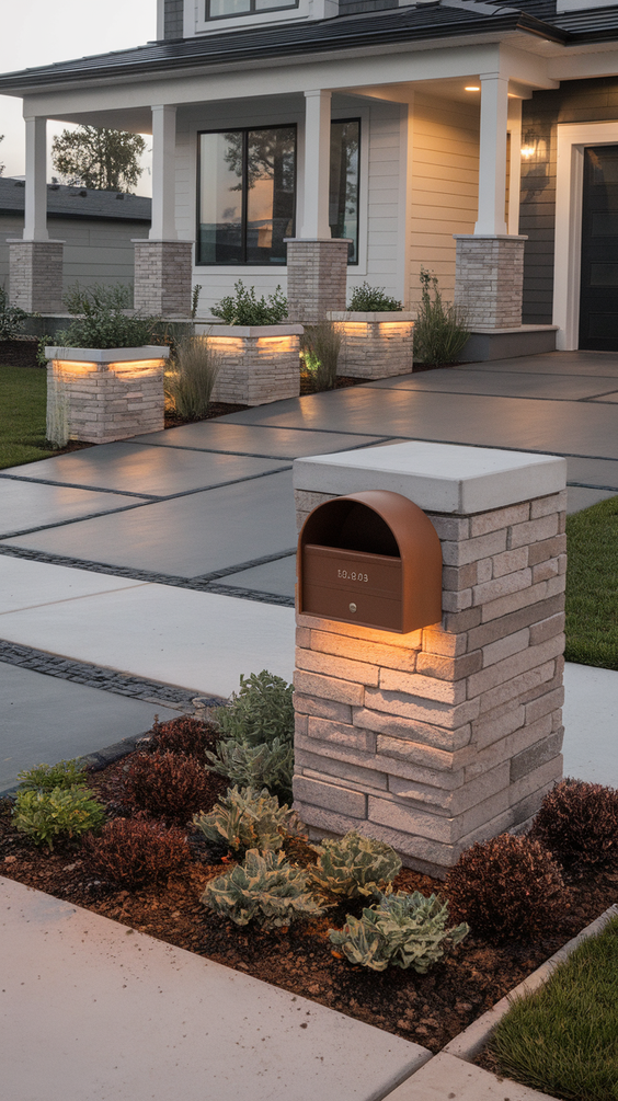 Modern Driveway Ideas That Elevate Curb Appeal with Concrete, Stones, and Smart Lighting
