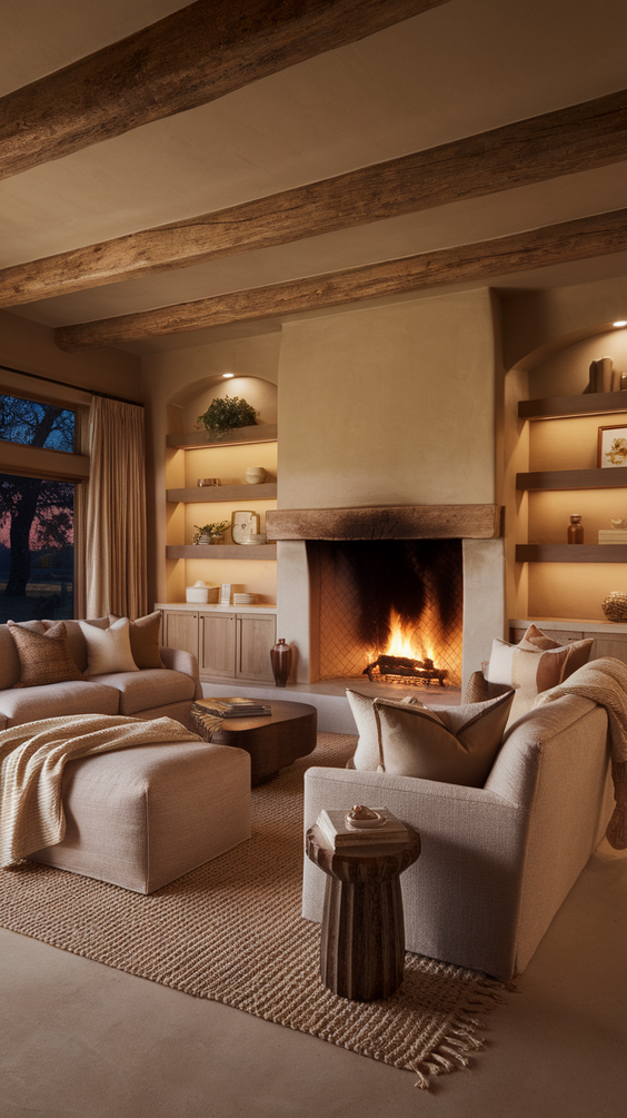 Cozy and Modern Family Room Designs Ideas for Small Spaces with Fireplace and Sectional Sofa