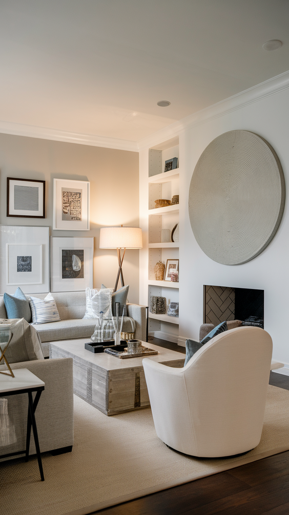 Cozy and Modern Family Room Designs Ideas for Small Spaces with Fireplace and Sectional Sofa