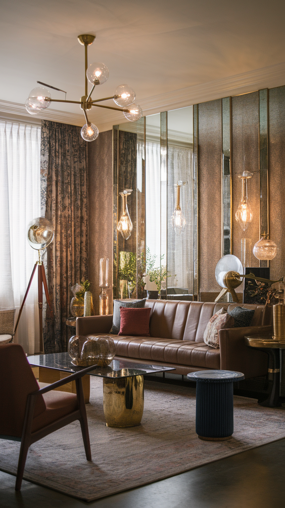 Mid Century Moderns Living Room Ideas with Cozy, Boho, and Scandinavian Interior Design Touches