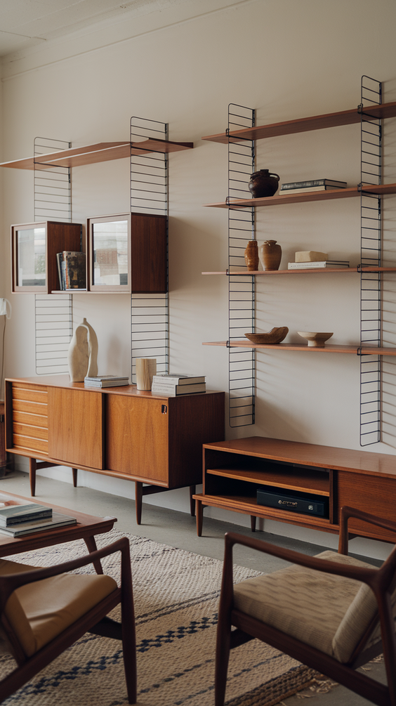 Mid Century Moderns Living Room Ideas with Cozy, Boho, and Scandinavian Interior Design Touches