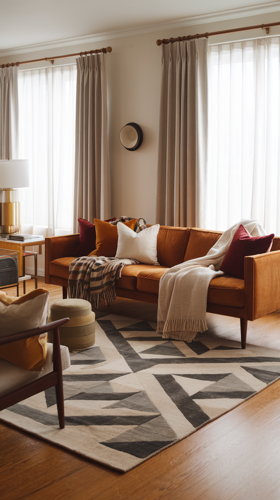 Mid Century Moderns Living Room Ideas with Cozy, Boho, and Scandinavian Interior Design Touches