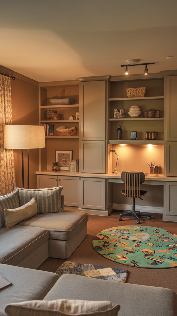 Cozy and Modern Family Room Designs Ideas for Small Spaces with Fireplace and Sectional Sofa