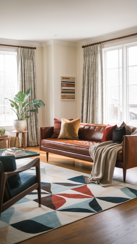 Mid Century Moderns Living Room Ideas with Cozy, Boho, and Scandinavian Interior Design Touches