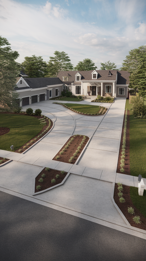 Modern Driveway Ideas That Elevate Curb Appeal with Concrete, Stones, and Smart Lighting