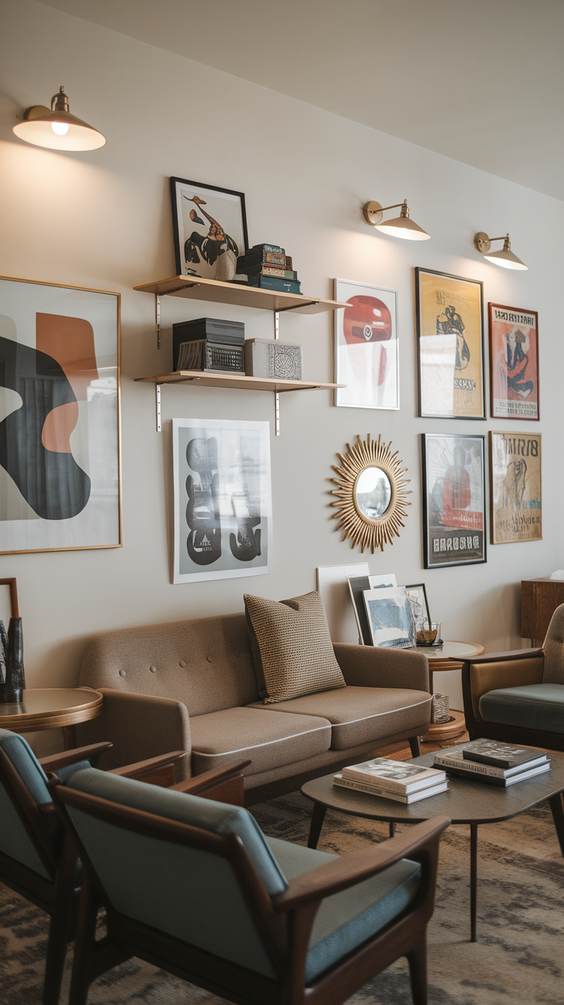 Mid Century Moderns Living Room Ideas with Cozy, Boho, and Scandinavian Interior Design Touches