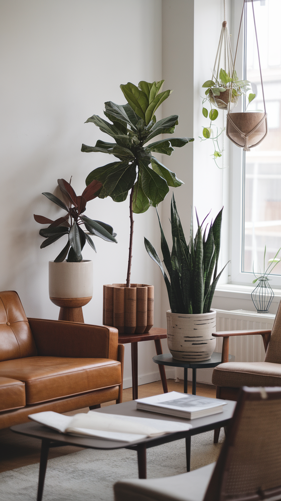 Mid Century Moderns Living Room Ideas with Cozy, Boho, and Scandinavian Interior Design Touches