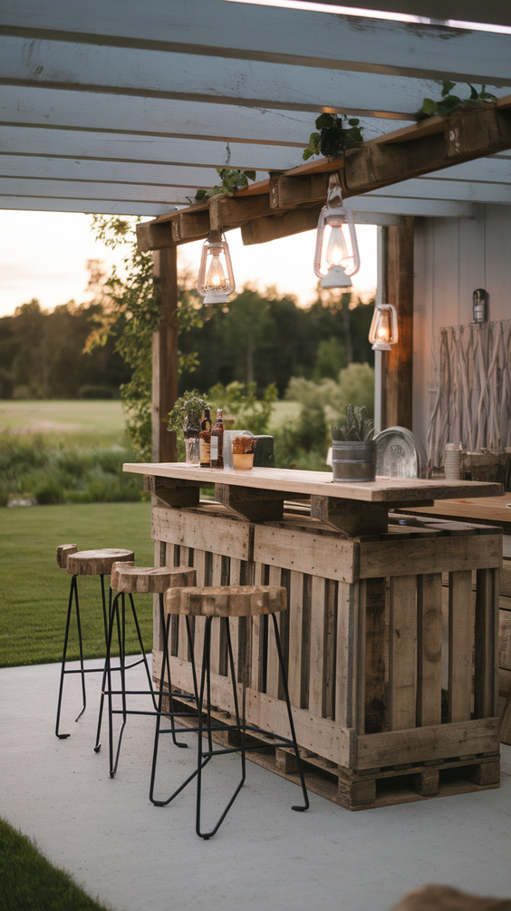 DIY Outdoor Bar Ideas for Backyards on a Budget Using Pallet, Wood, and Built-In BBQ Features