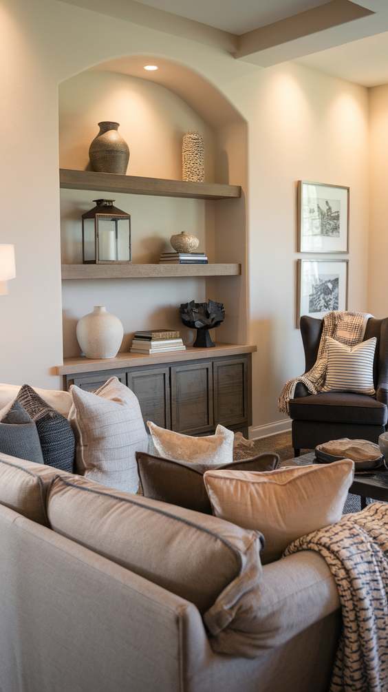 Cozy and Modern Family Room Designs Ideas for Small Spaces with Fireplace and Sectional Sofa