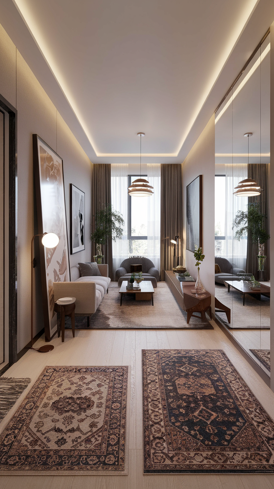 Interior Design Tips for Stylish Rectangle Living Room Layouts with Fireplace and TV