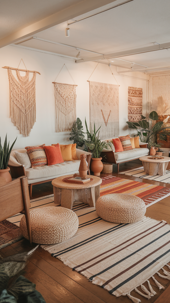 Mid Century Moderns Living Room Ideas with Cozy, Boho, and Scandinavian Interior Design Touches