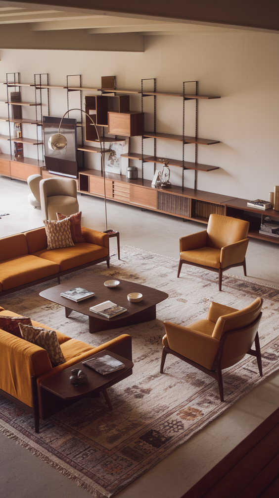 Mid Century Moderns Living Room Ideas with Cozy, Boho, and Scandinavian Interior Design Touches
