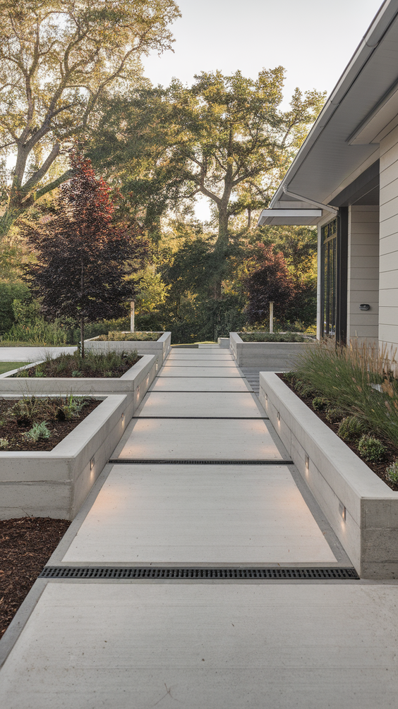 Modern Driveway Ideas That Elevate Curb Appeal with Concrete, Stones, and Smart Lighting