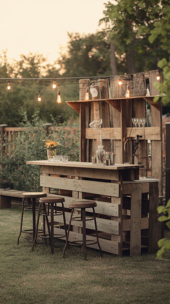 DIY Outdoor Bar Ideas for Backyards on a Budget Using Pallet, Wood, and Built-In BBQ Features