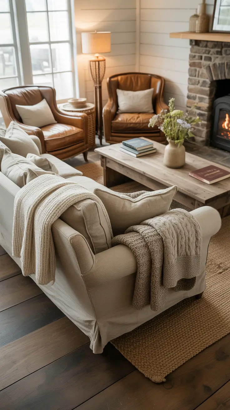 Farmhouse Living Room Ideas 2026 – Cozy, Rustic & Modern Inspirations