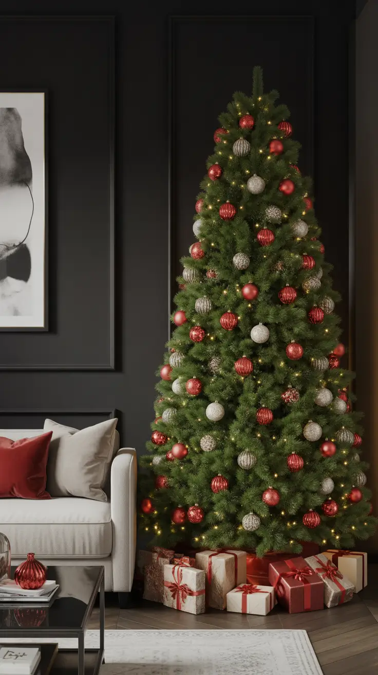 Red and Silver Christmas Tree 2025 — Elegant, Classic, and Festive Decor Ideas for a Modern Home