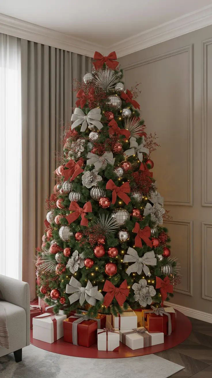 Red and Silver Christmas Tree 2025 — Elegant, Classic, and Festive Decor Ideas for a Modern Home
