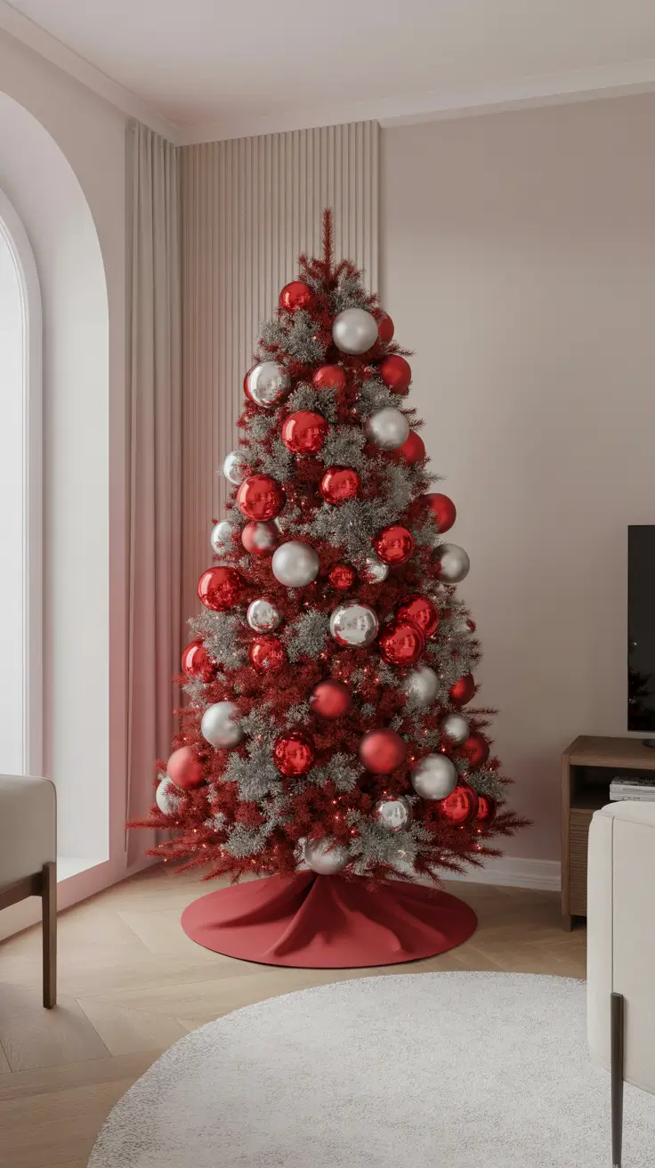 Red and Silver Christmas Tree 2025 — Elegant, Classic, and Festive Decor Ideas for a Modern Home