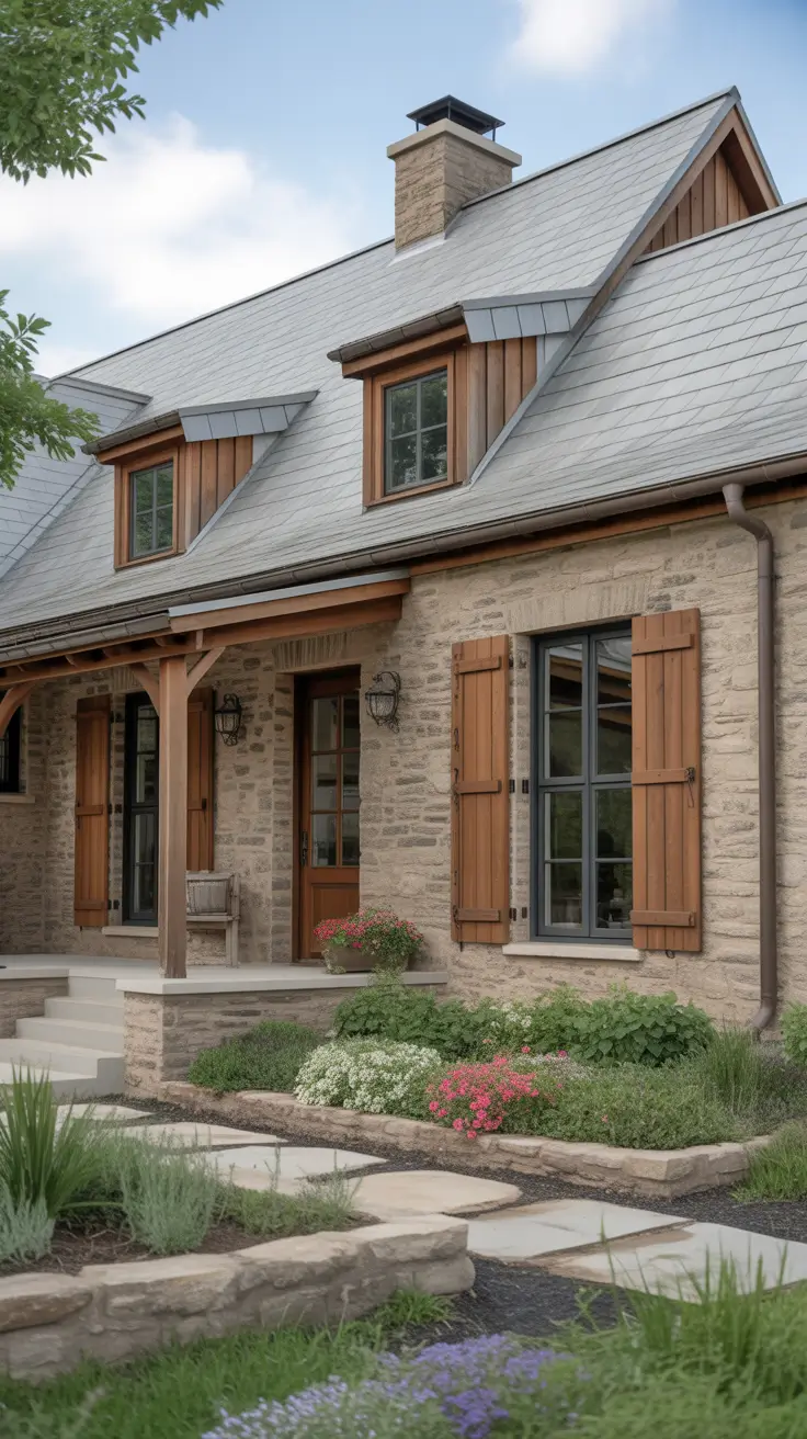 Vintage-Inspired Farmhouse with Cream and Olive Green Details