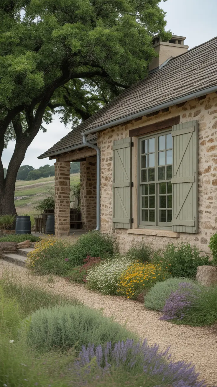 Vintage-Inspired Farmhouse with Cream and Olive Green Details