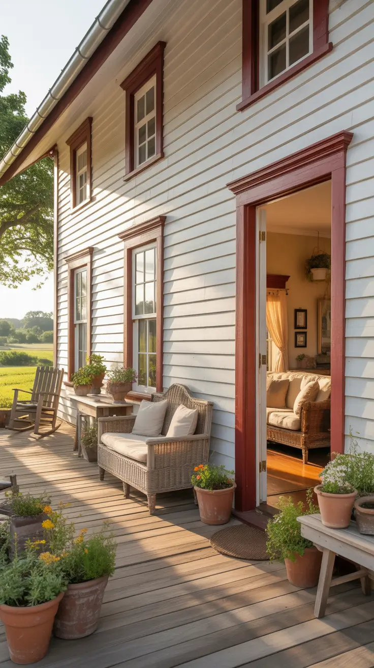 Vintage-Inspired Farmhouse with Cream and Olive Green Details