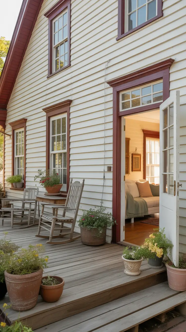 Vintage-Inspired Farmhouse with Cream and Olive Green Details