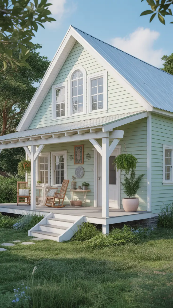 Vintage-Inspired Farmhouse with Cream and Olive Green Details