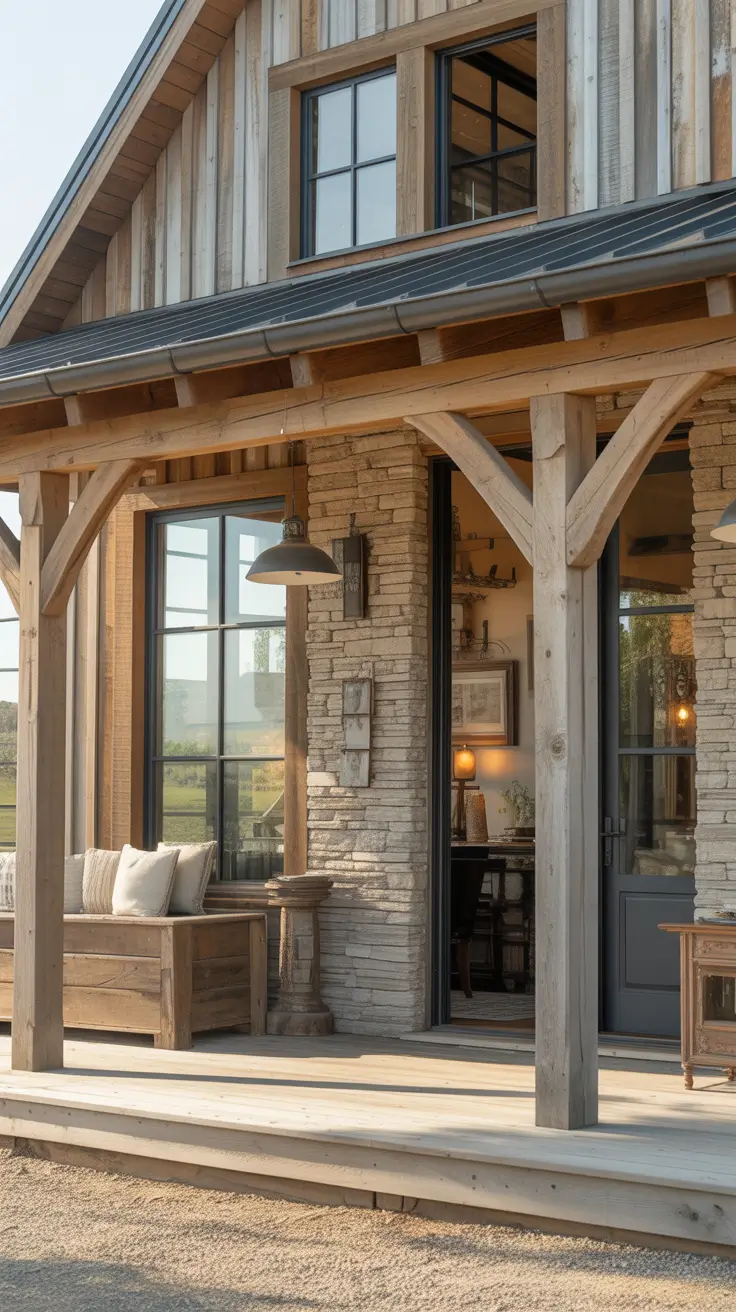 Vintage-Inspired Farmhouse with Cream and Olive Green Details