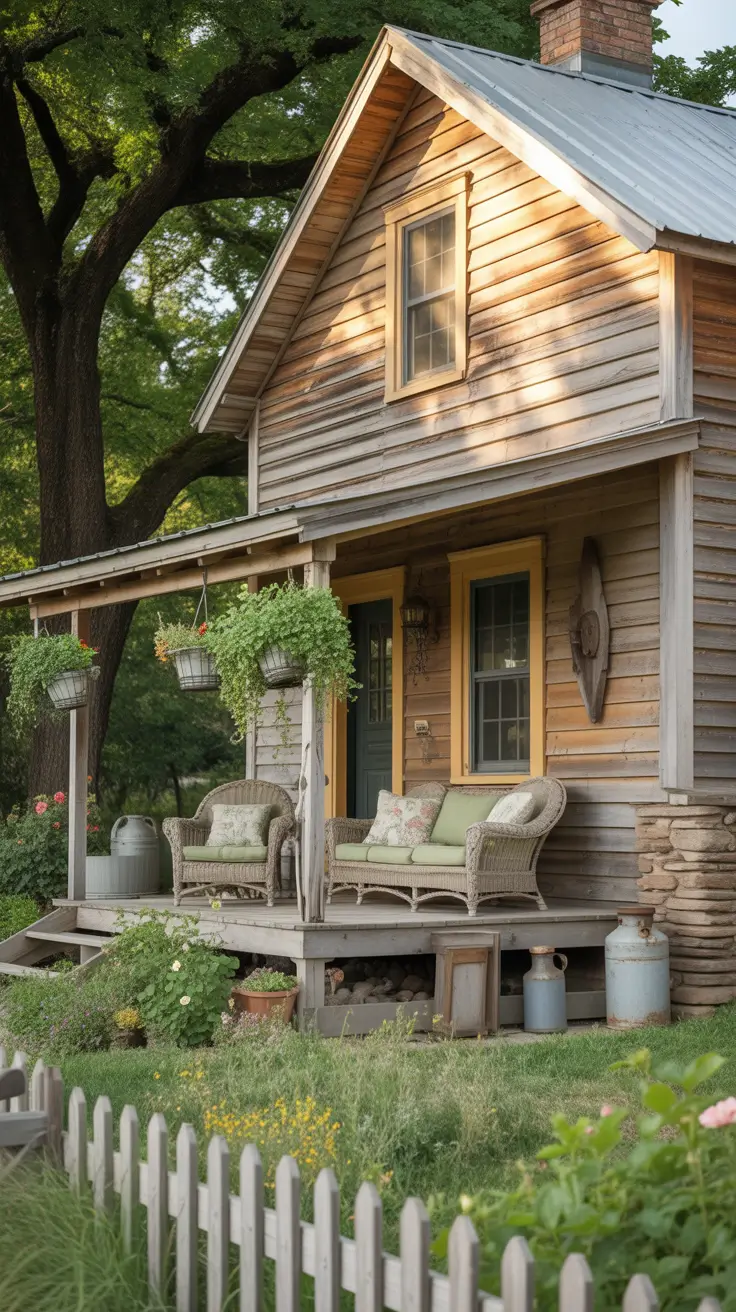 Vintage-Inspired Farmhouse with Cream and Olive Green Details